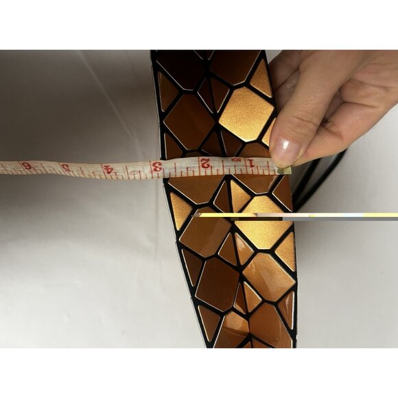 Emilio Pepe Geometric Clutch Purse Metallic Rusty Gold Wristlet Bag New - Picture 7 of 16